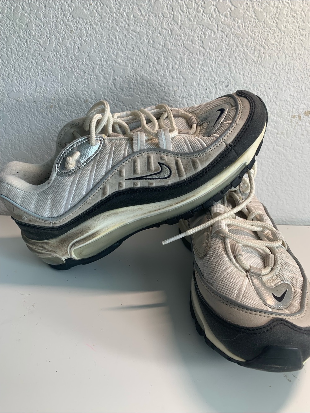 Nike Women’s Cream and Black Air-Cushioned Athletic Sneakers